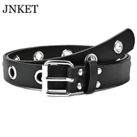 jnket new women punk pin buckle belt grommet rivets waist belt pu leather waist strap fashion casual jeans rock belt