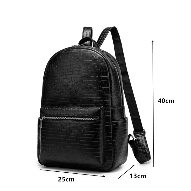 

Fashion Crocodile Pattern Backpacks Men Casual Computer Bag PU Leather Back Bags Male Large Capacity School Bag Travel Backpack