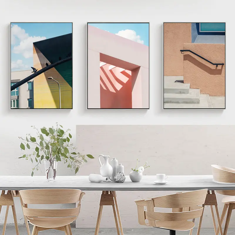 

Nordic Canvas Painting Building Landscape Wall Art Posters and Print Europe Art Picture for Scandinavian Living Room Home Decor