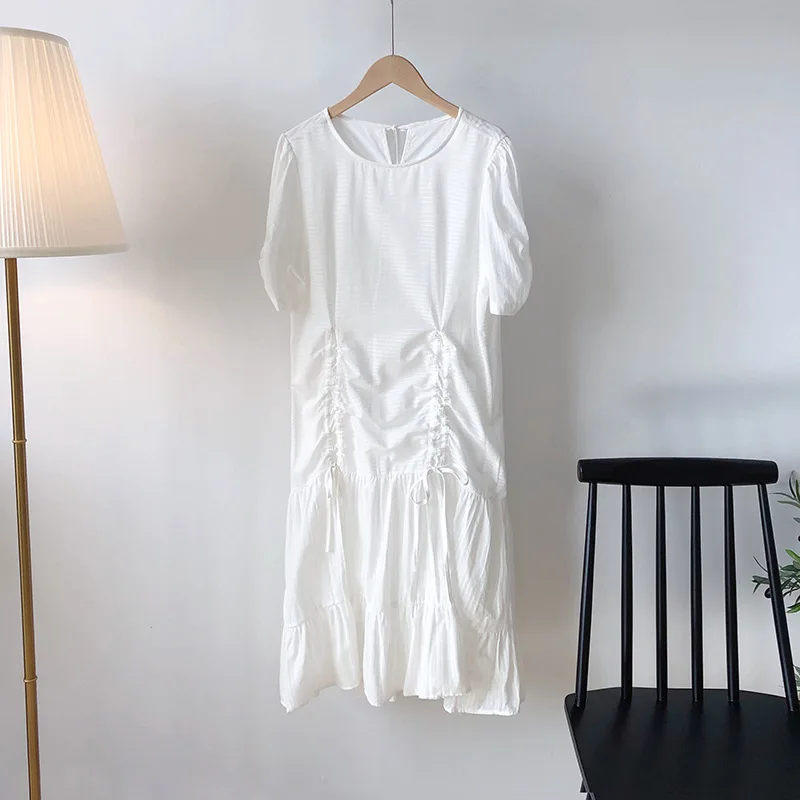 

Drawstring Temperament Boho Women's Dresses Retro Summer Dress Casual Plus Size Long Skirt Elegant Chiffon Ladies Skirt 2021 E61