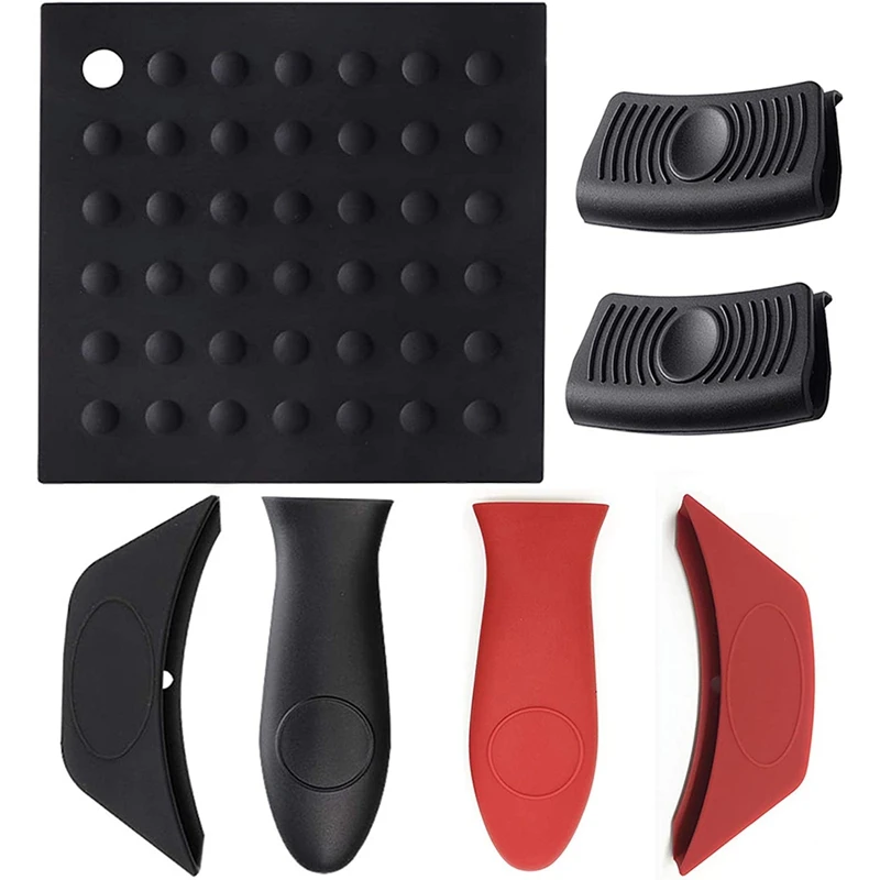 

7 PCS Silicone Hot Handle Cover Holders and Pot Holders Heat Resistant, Kitchen Hot Pads and Pot Holder Sleeves