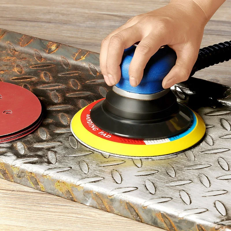 

150Mm 6Inch Air Sander Orbital Ran Palm Double Action Compressed Air Grinder Tools+12Pcs Sanding Disc Paper US Plug