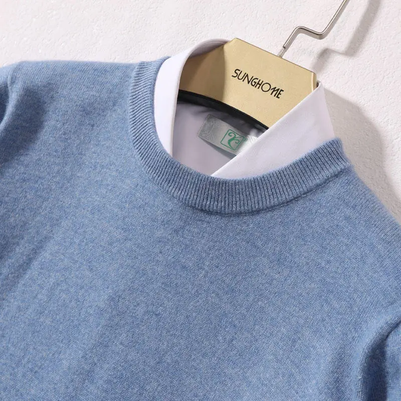 light blue Мужской свитер кашемировый вязаный пуловер зимняя новая мода Oneck 10 цветов свитера для мужчин одежда - Цвет: light blue