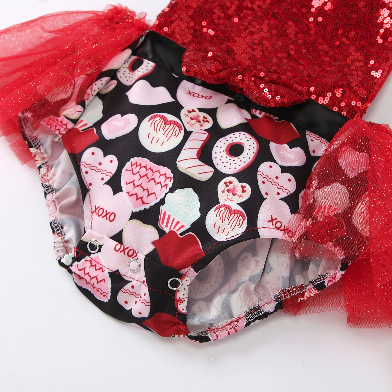 

Ma&Baby 3-24M Valentines Day Baby Girl Outfits Heart Print Toddler Infant Newborn Girl Romper Sequins Tulle Bow Jumpsuit Summer