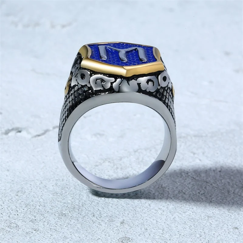 Хип-хоп стиль классическое кольцо из нержавеющей стали для мужчин синий фон