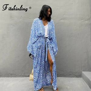 fitshinling leopard oversize beach cover up bohemian vintge cotton bikini outing holiday swimwear 2021 summer long cardigan new free global shipping