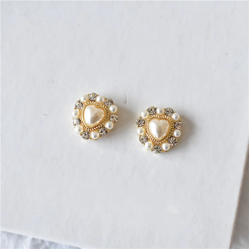 Серьги в форме сердца с жемчугом для женщин циркониевые серьги-гвоздики