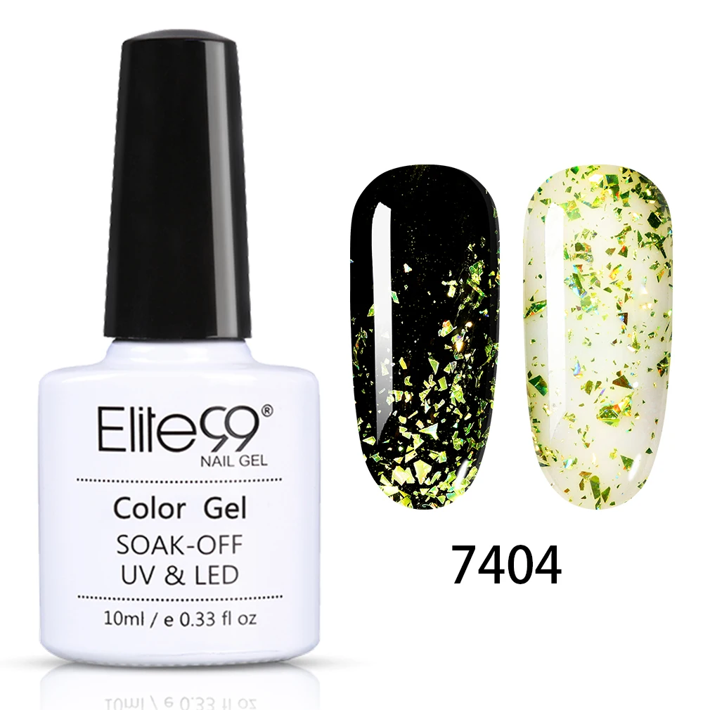 7404 Elite99 10 мл Блестящий Гель-лак для ногтей Блестящие Блестки Светодиодный УФ ногти гель лак лазерные хлопья бумажные украшения Гель-лак для нейл-арта - Цвет: 7404