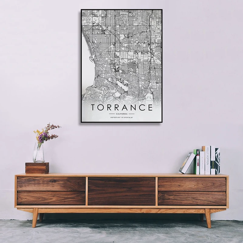 Карта города США Калифорния Канада TORRANCE скандинавский Декор для гостиной холст