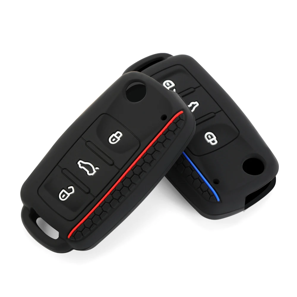 Силиконовый чехол для ключей от машины VW POLO Bora Beetle Passat Tiguan Golf Jetta Eos SKODA Fabia Octavia
