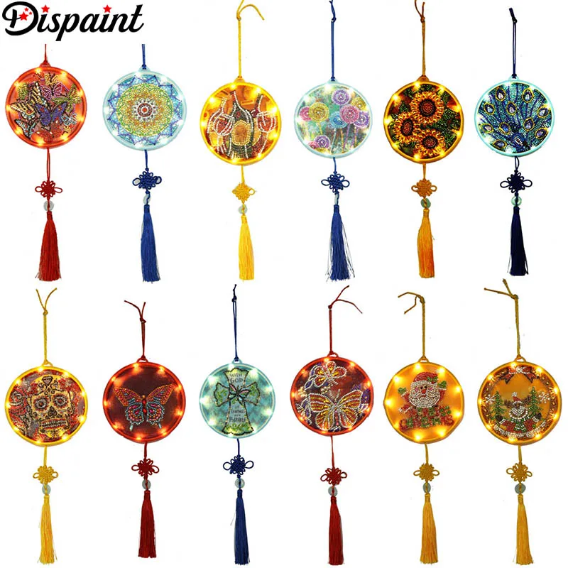 Dispaint алмазная живопись светодиодный светильник Мандала 5D вышивка пейзаж Стразы