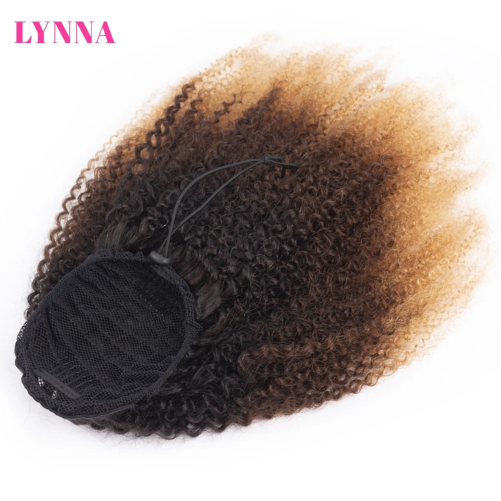 Афро вьющийся конский хвост человеческие волосы # T1b/4/27 кулиска Омбре наращивание