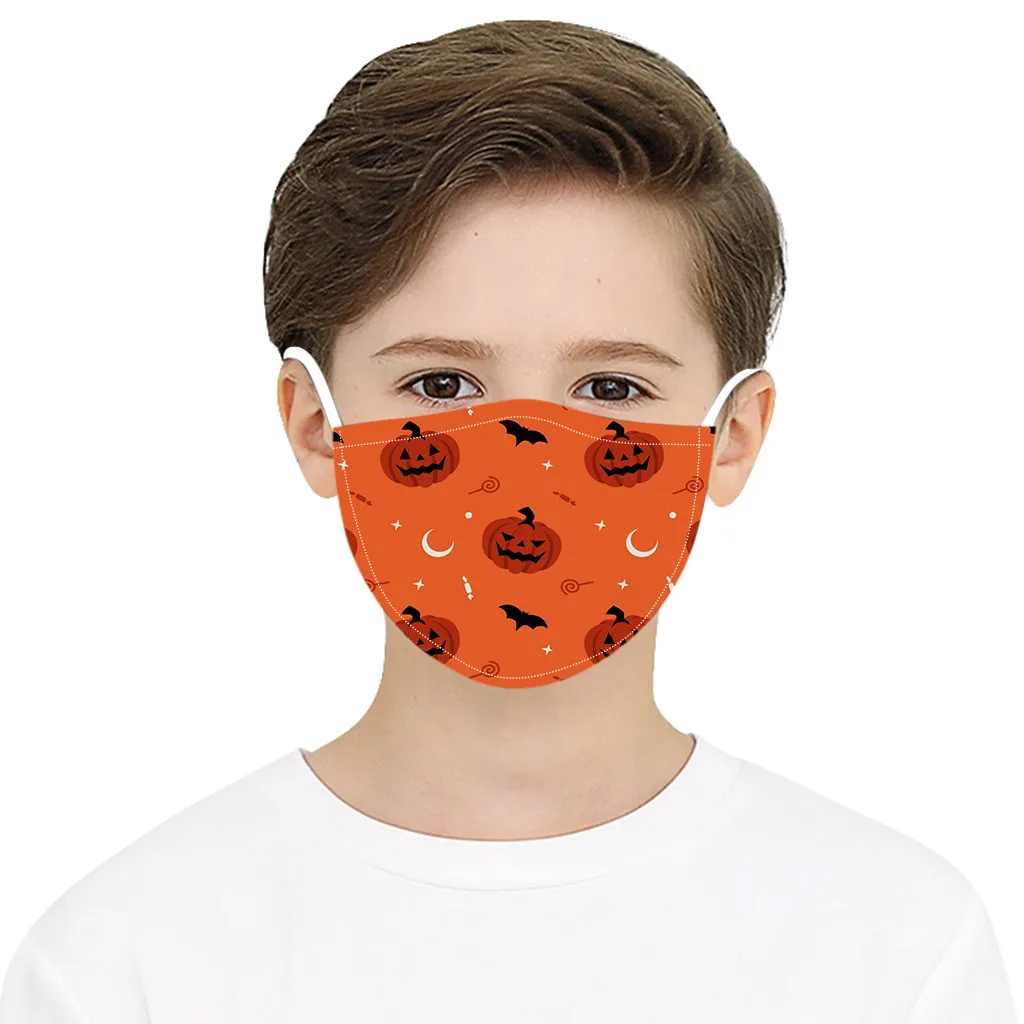 Детские маски для лица с принтом на Хэллоуин ветрозащитные Моющиеся
