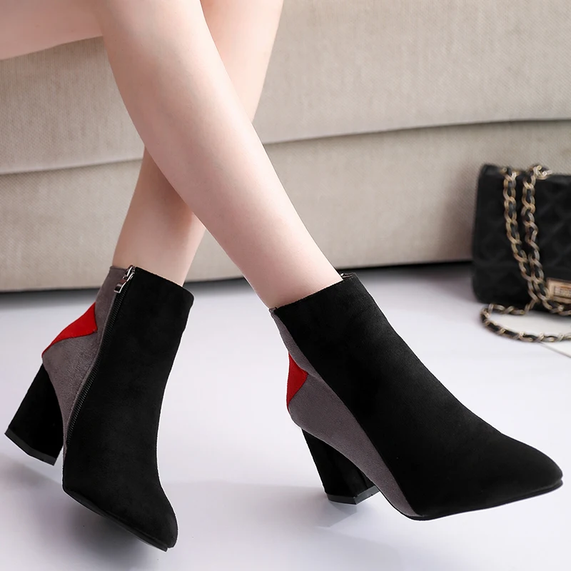 Новые зимние сапоги из искусственной замши Женские модные разноцветные