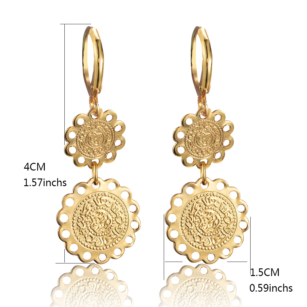 Золотые Винтажные серьги Wando в виде монет женская бижутерия подарок друзьям