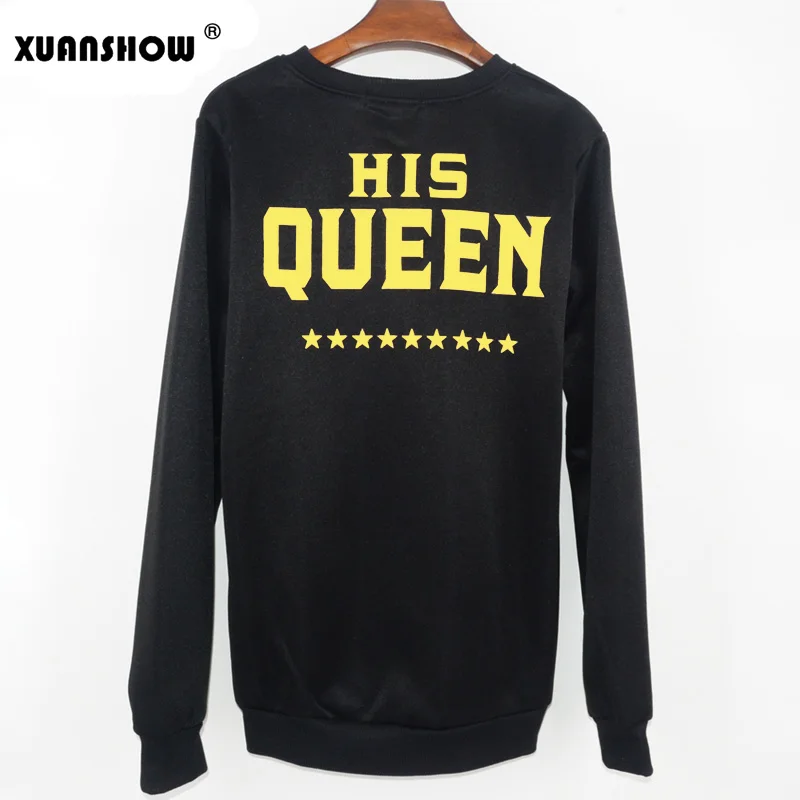 Худи XUANSHOW с надписью KING QUEEN для мужчин и женщин флисовые толстовки капюшоном