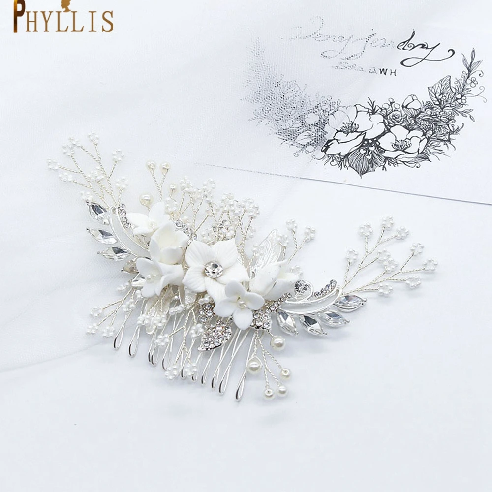 

A145 Silver Leaves Bridal Side Hair Comb Large Wedding Headpiece Tiaras Hair Clips Bridal Headwear Designer Crystal Headdress