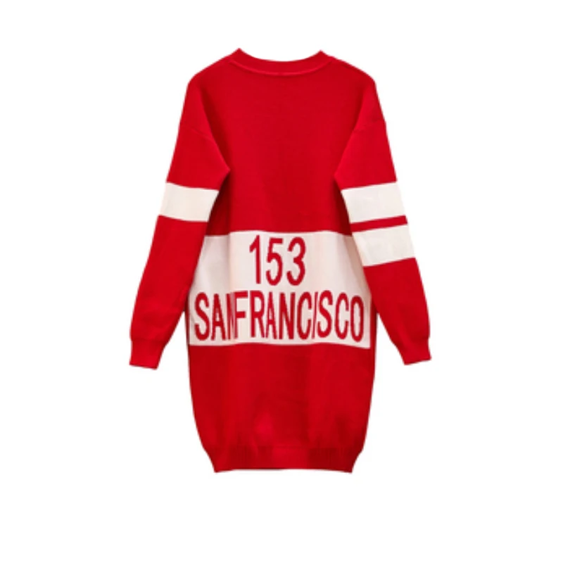 

XL-4XL Elegant Autumn Winter New Loose Mid-Length Dress Pullover Long Sleeve Tops Round-Neck Casual Skirt