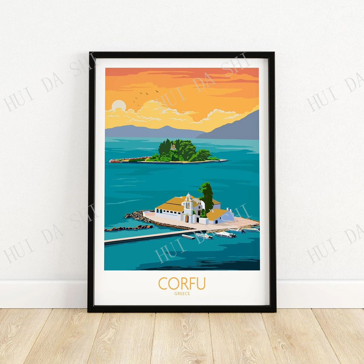 

Corfu Art Print | Greek Travel Poster | Wall Art | Travel Poster | Artwork | Art Print Gift Idea