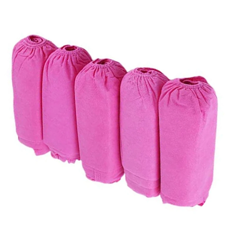 

100PCS Non-Woven Shoe Cover Disposable Dust-Proof Non-Slip Shoes Protection Shoe Cover Pink