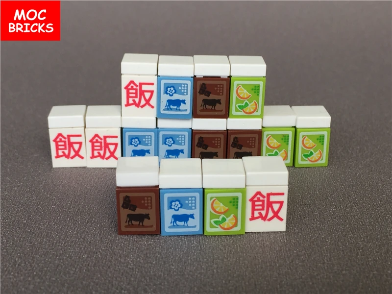 50 шт./лот MOC кирпичи 1x1 с апельсинами/шоколадом молоком/рисом образовательные