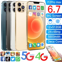 Teléfono Inteligente i12Pro MAX versión Global, Smartphone de 6,7 pulgadas, 12GB + 512GB, 5800mAh, desbloqueo facial, SIM Dual, modo de reposo Dual (4)