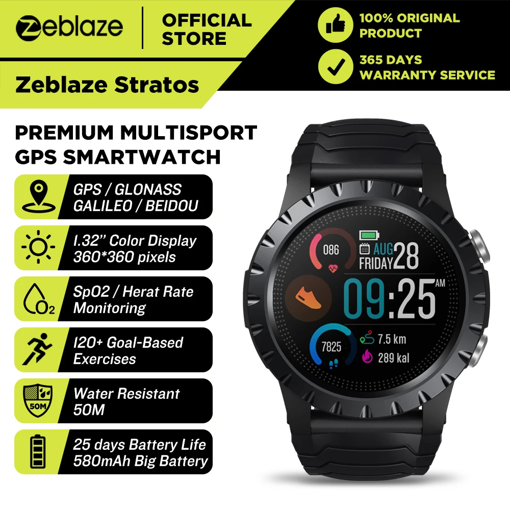 Новинка 2021 Zeblaze Stratos GPS часы Встроенный 4-спутниковый/3-режимный