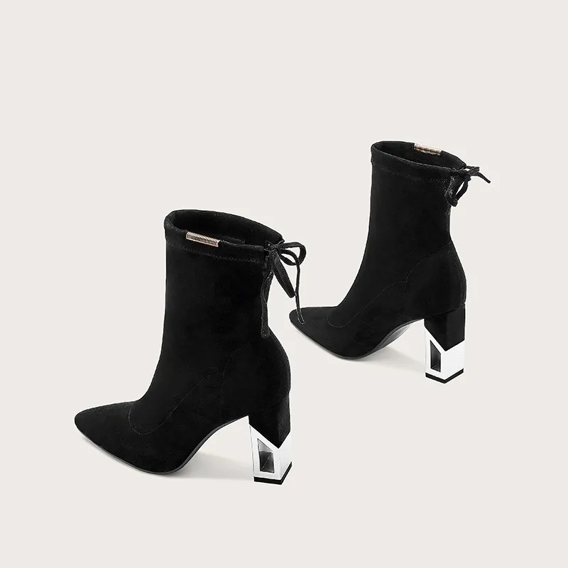 Новое поступление 2020 женские ботильоны MEMUNIA однотонные Осенние эластичные