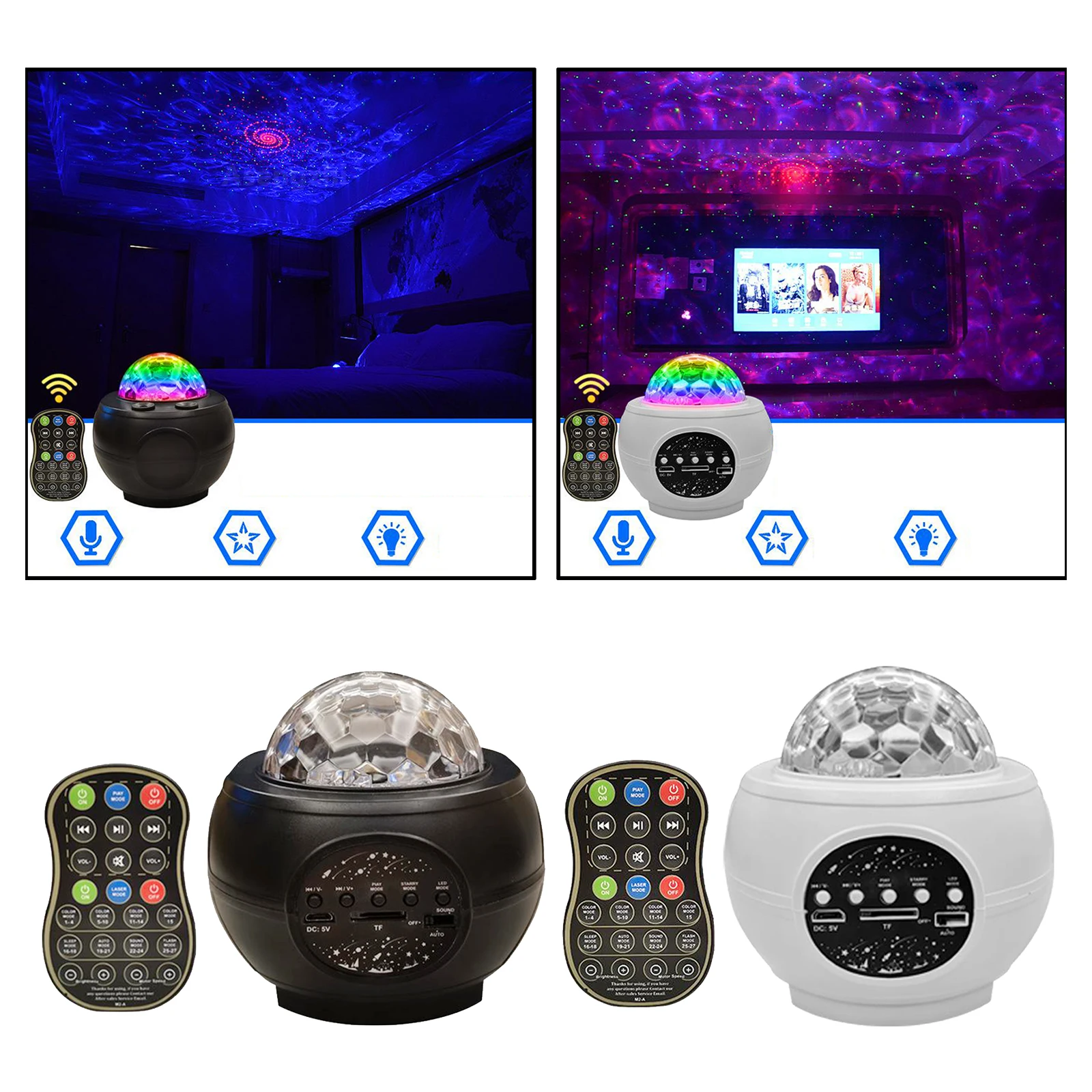 

Galaxy Starry Night Lamp LED Star Projector Night Light Ocean Wave Projector with Music Bluetooth Remote Control Kids Gift