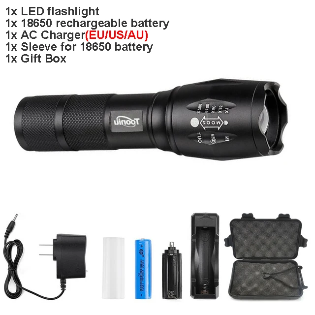 G Tooniu XM-L T6 L2 алюминиевый водонепроницаемый Zoomable CREE светодиодный тактический флэш-светильник фонарь светильник для 18650 аккумуляторной батареи или AAA - Испускаемый цвет: G