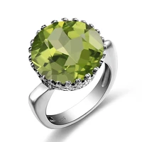 szjinao silver rings for women real 925 sterling silver peridot ring punk shiny green round gemstones elegant party fine jewelry