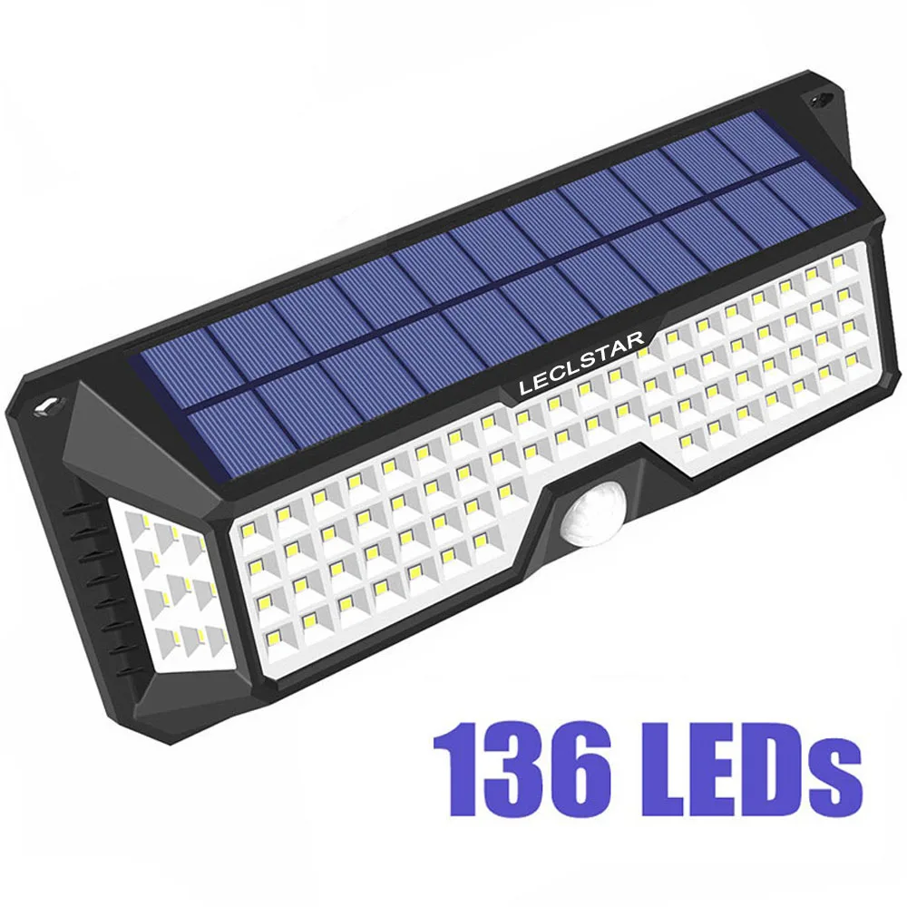 136 LED White Light Светодиодный Ночной светильник с датчиком движения на солнечной батарее, Ночной светильник, уличный водонепроницаемый настенный светильник для сада и дороги, ночной Светильник - Испускаемый цвет: 136 LED White Light