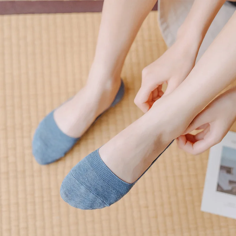 

10 pieces = 5 pairs Women Cotton Invisible No show Socks non-slip Summer Solid Color Short Socks Fashion Ankle Thin Slipper Sock