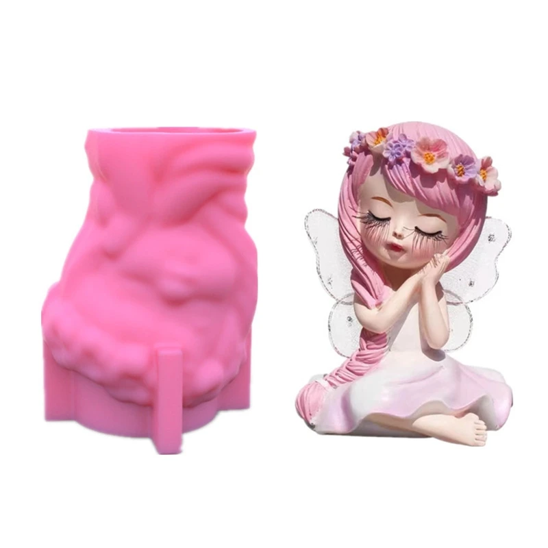 

Wreath Girl Flowerpot Epoxy Resin Mold Candle Concrete Plaster Silicone Mould