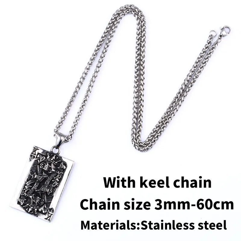 with keel chains Стальной солдат, покер, король Карла, подвеска, ожерелье, шарм, нержавеющая сталь, Панк ювелирные изделия - Окраска металла: with keel chains