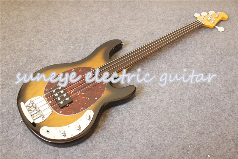 Новое поступление черная глянцевая электрическая бас гитара без резинки 4 струны