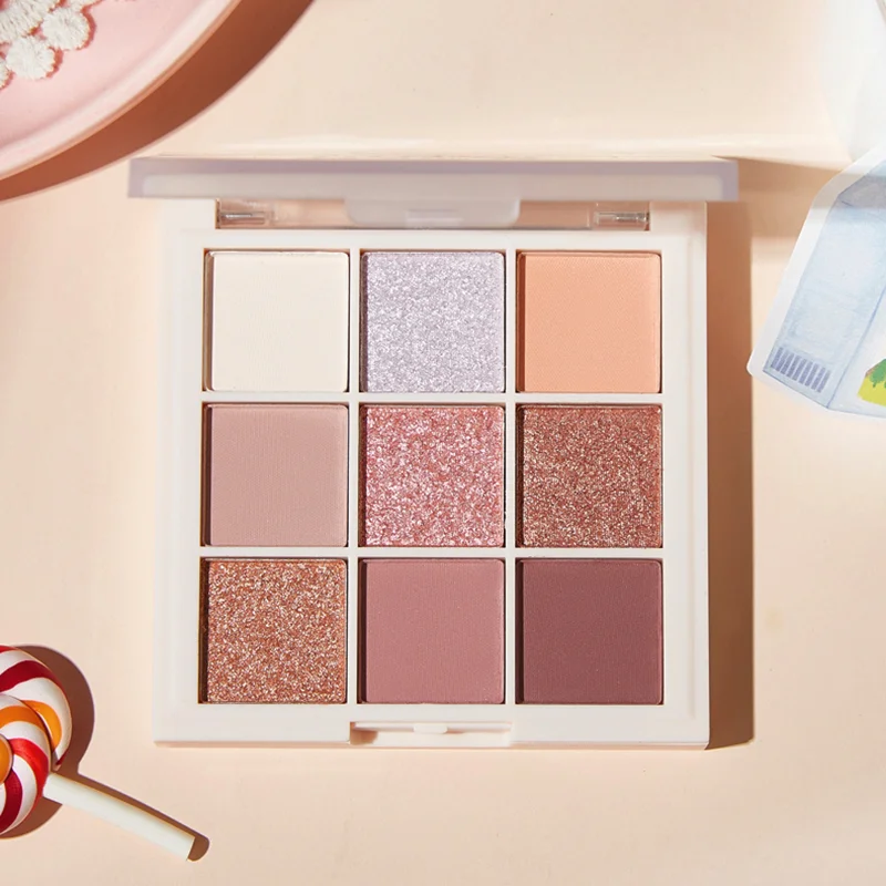 Палитра теней для век 9 цветов матовая жемчужная блестящая пудра натуральный