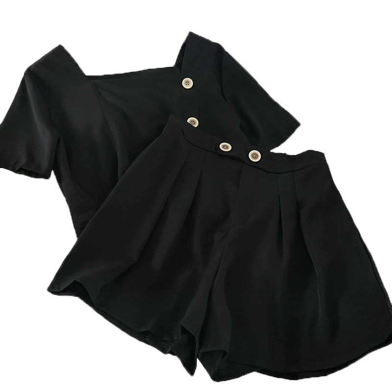 2019 Новая модная женская одежда рубашка + шорты костюм из двух предметов Женский