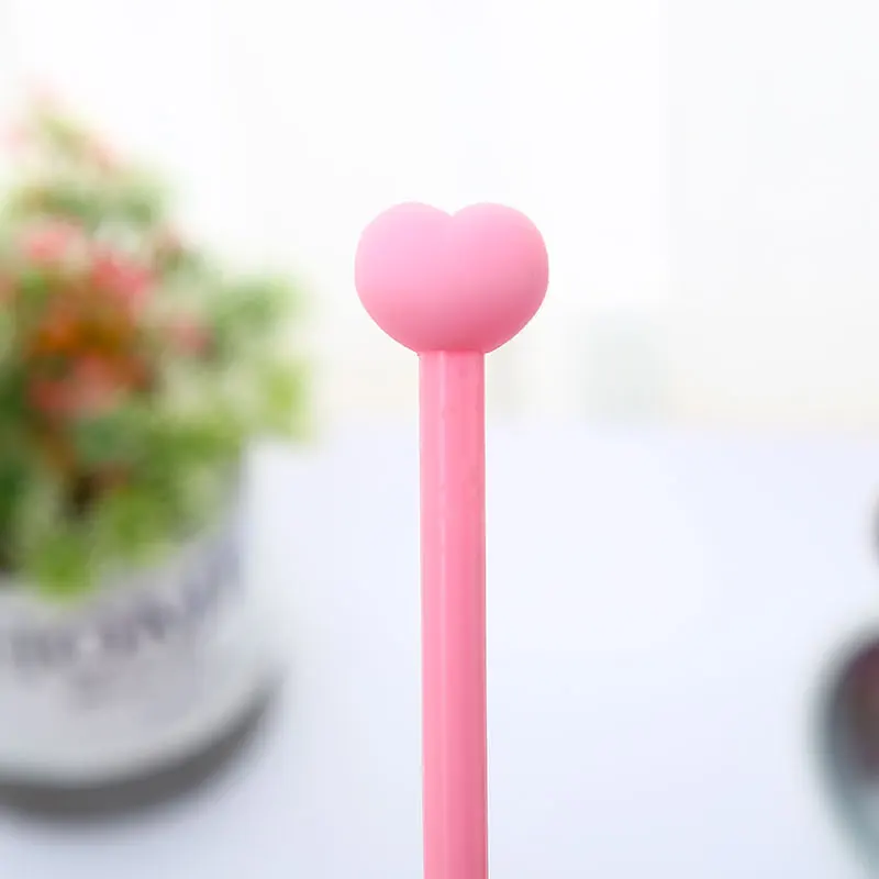 pink 1pc Корейская гелевая ручка с розовым сердцем, красивая милая пушистая Шариковая ручка для школы, офиса, канцелярские принадлежности - Цвет: pink 1pc