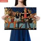 AIMEER One Piece Series Luffy Sanji, классический аниме постер из крафт-бумаги, фотокартина 51,5x36 см