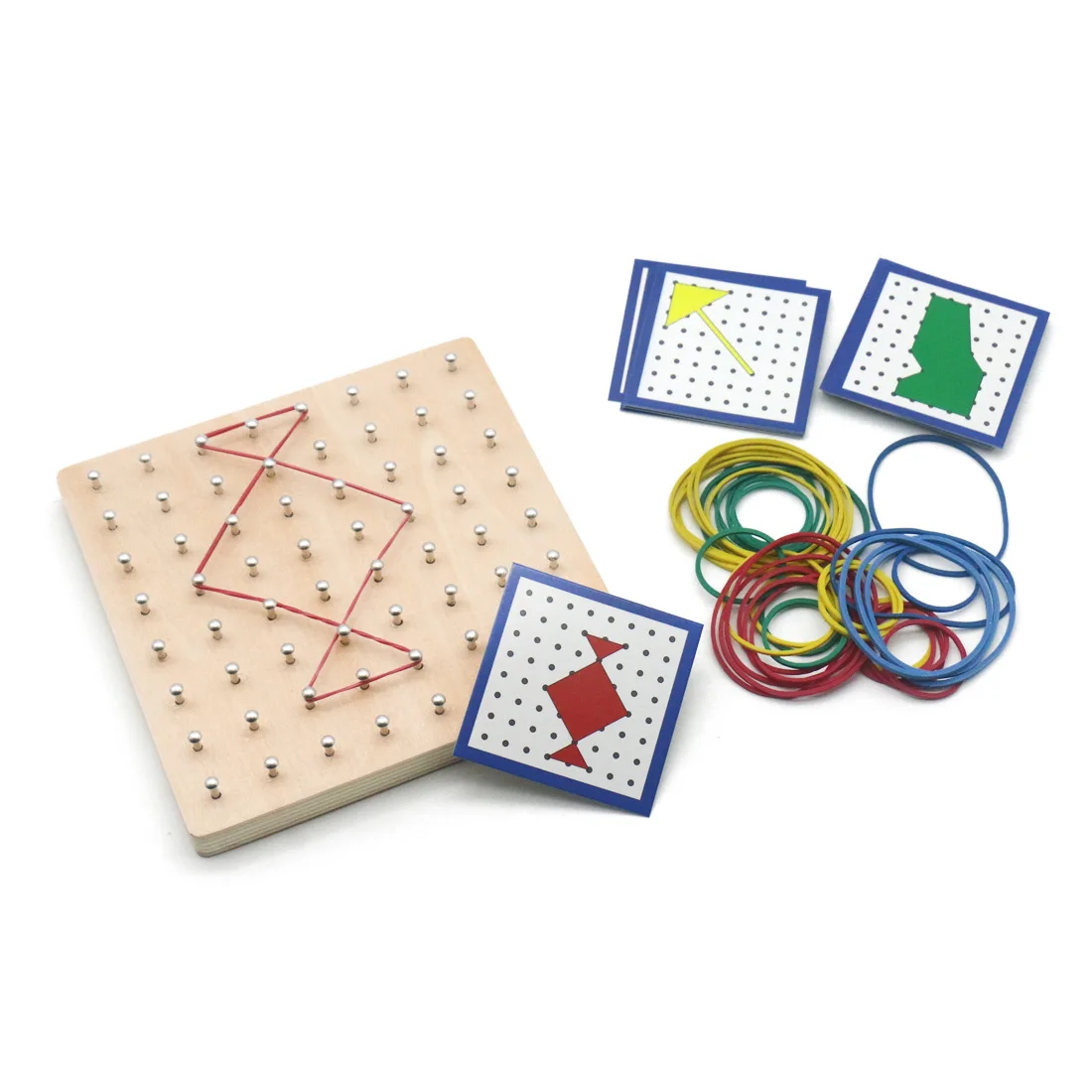 

Wooden Toys Geoboard Mathematical Manipulative Block with Cards Geo Board with Rubber Bands STEM Puzzle for Kids H1264H