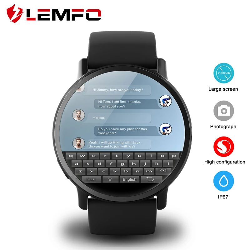 Смарт-часы LEMFO LEM X 4G Android 7,1 С Камерой 8 Мп, gps, экран 2,03 дюйма, аккумулятор 900 мАч, спортивный деловой ремешок для мужчин