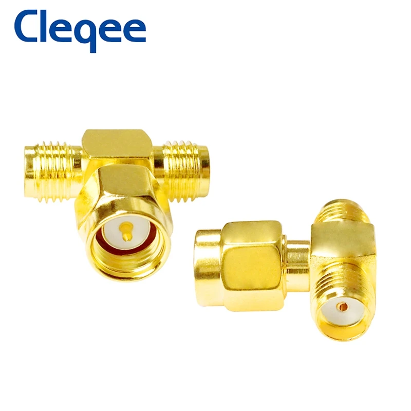 

Cleqee T Type SMA штекер к 2 SMA Гнездовой адаптер RF коаксиальный разъем 3-ходовой сплиттер антенный преобразователь позолоченный латунь