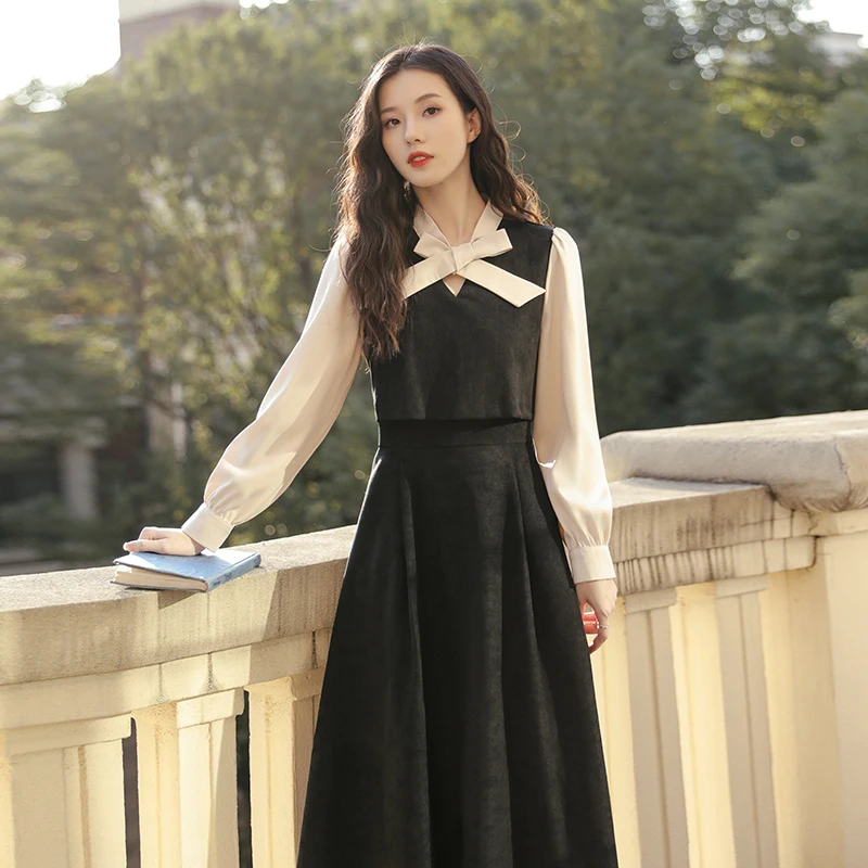 

Dresses for Women Summer 2020 New French Style Retro M Black Inner Bottoming Dress Women's Autumn and Winter Long Dress Dresses
