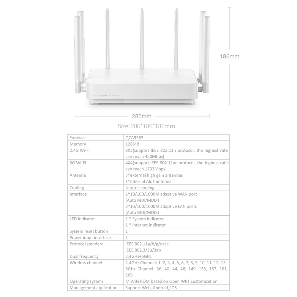 Оригинальный усилитель сигнала Xiaomi WiFi AIoT AC2350 маршрутизатор гигабит 2183 Мбит/с