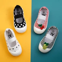 spring summer girls square mouth shoes toddler childen cherry fruit polka dot canvas shoes baby toddler kids soft bottom flats