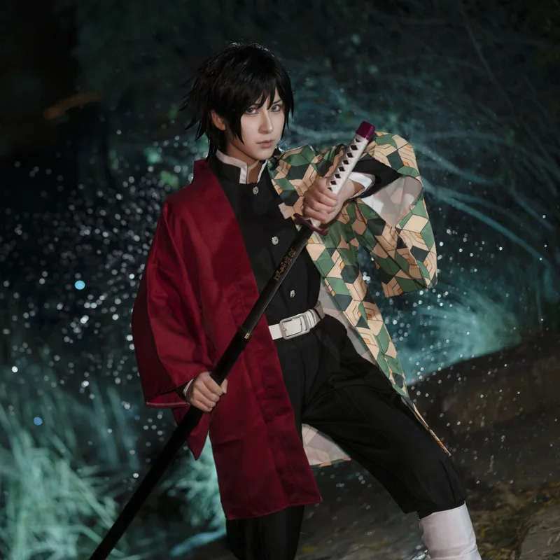 

Anime! Demon Slayer: Kimetsu no Yaiba Tomioka Giyuu Kimono Gothic Uniform Cosplay Costume Halloween Suit Free Shipping