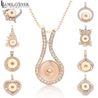 luwellever golden metal fashion interchangeable crystal ginger necklace 027 fit 18mm snap button pendant charm jewelry for women