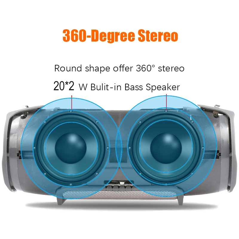 New Portable 10W Wireless Bluetooth Subwoofer Waterproof Column Music Player Bass Speaker With FM Radio For Outdoor |