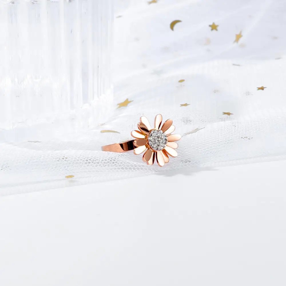 Женские кольца из нержавеющей стали розовое золото роскошные женские с большим